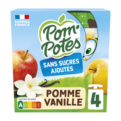 Compotes Compotes Gourdes SSA Pomme Vanille 4x90g POM'POTES 