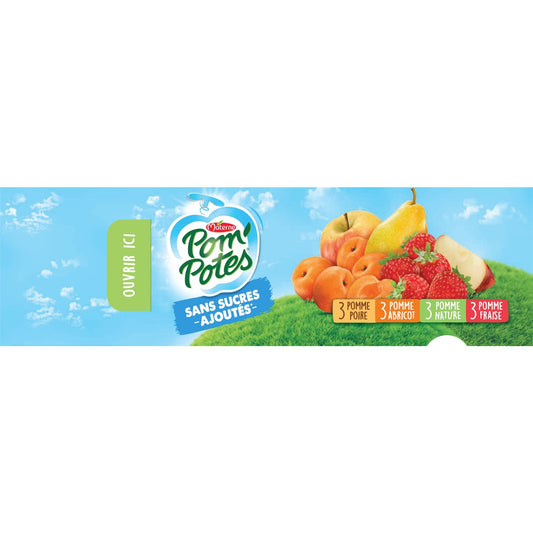 Apple, Pear, Apricot, Strawberry Compotes with No Added Sugar POM'POTES