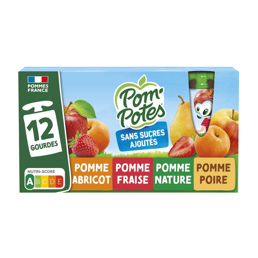 Apple, Pear, Apricot, Strawberry Compotes with No Added Sugar POM'POTES