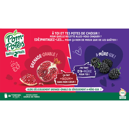Battle2fruits Apfel-Ananas-Granatapfel-Himbeer-Brombeer-Kompott ohne Zuckerzusatz POM'POTES
