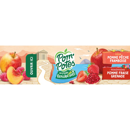 POM'POTES Apfel-, Pfirsich-, Himbeer- und Apfelkompott, Erdbeer- und Granatapfelkompott