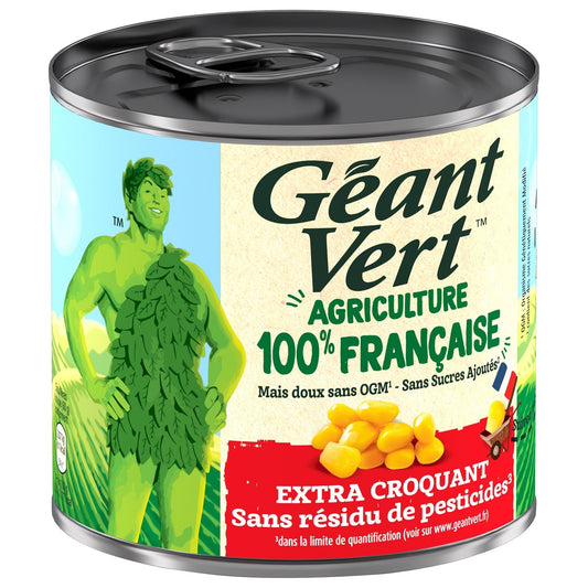 Maïs Doux Extra Croquant Sans Résidu de Pesticides GEANT VERT la boîte de 285g net égoutté