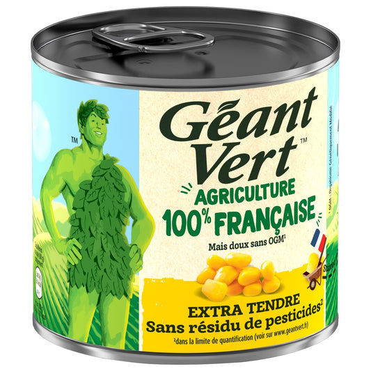 Maïs Doux Extra Tendre Sans Résidu de Pesticides GEANT VERT la boîte de 285g net égoutté