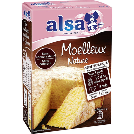 Préparation Gâteau Moelleux Nature ALSA la boite de 435 g