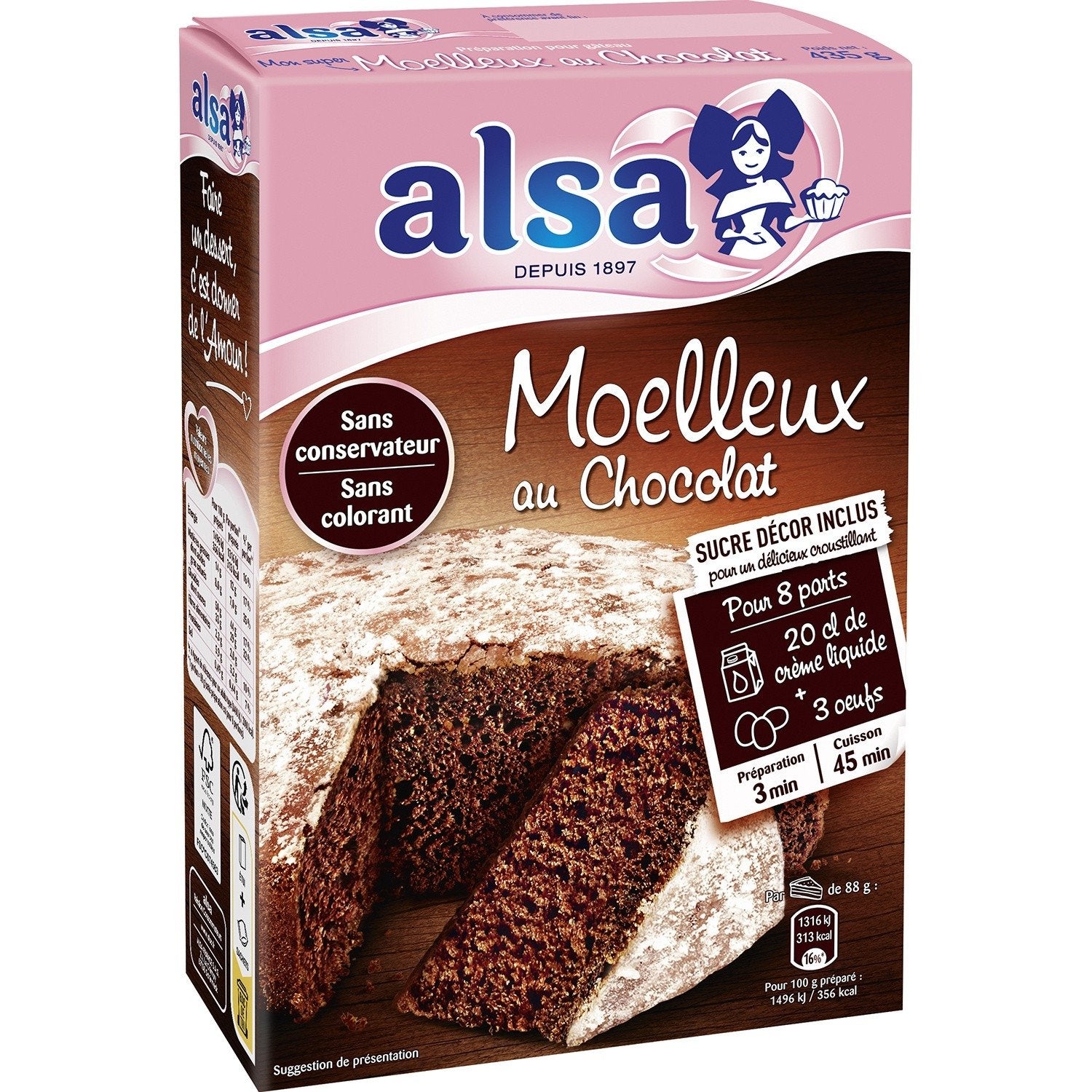 Préparation Gâteau Moelleux Chocolat ALSA la boite de 435 g