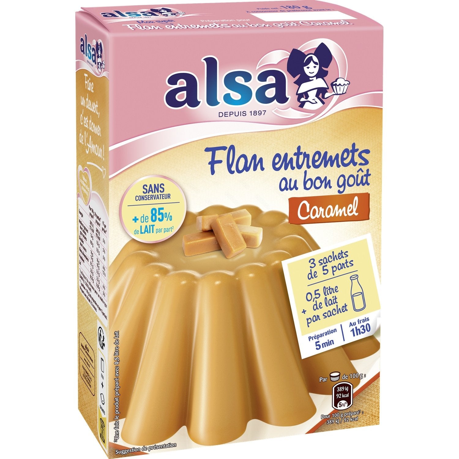 Préparation Flan Entremets Caramel ALSA la boite de 180g