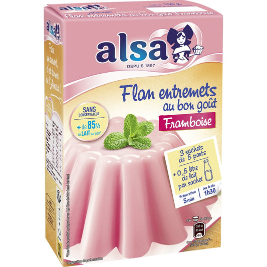 Préparation Flan Entremets Framboise ALSA la boite de 150g