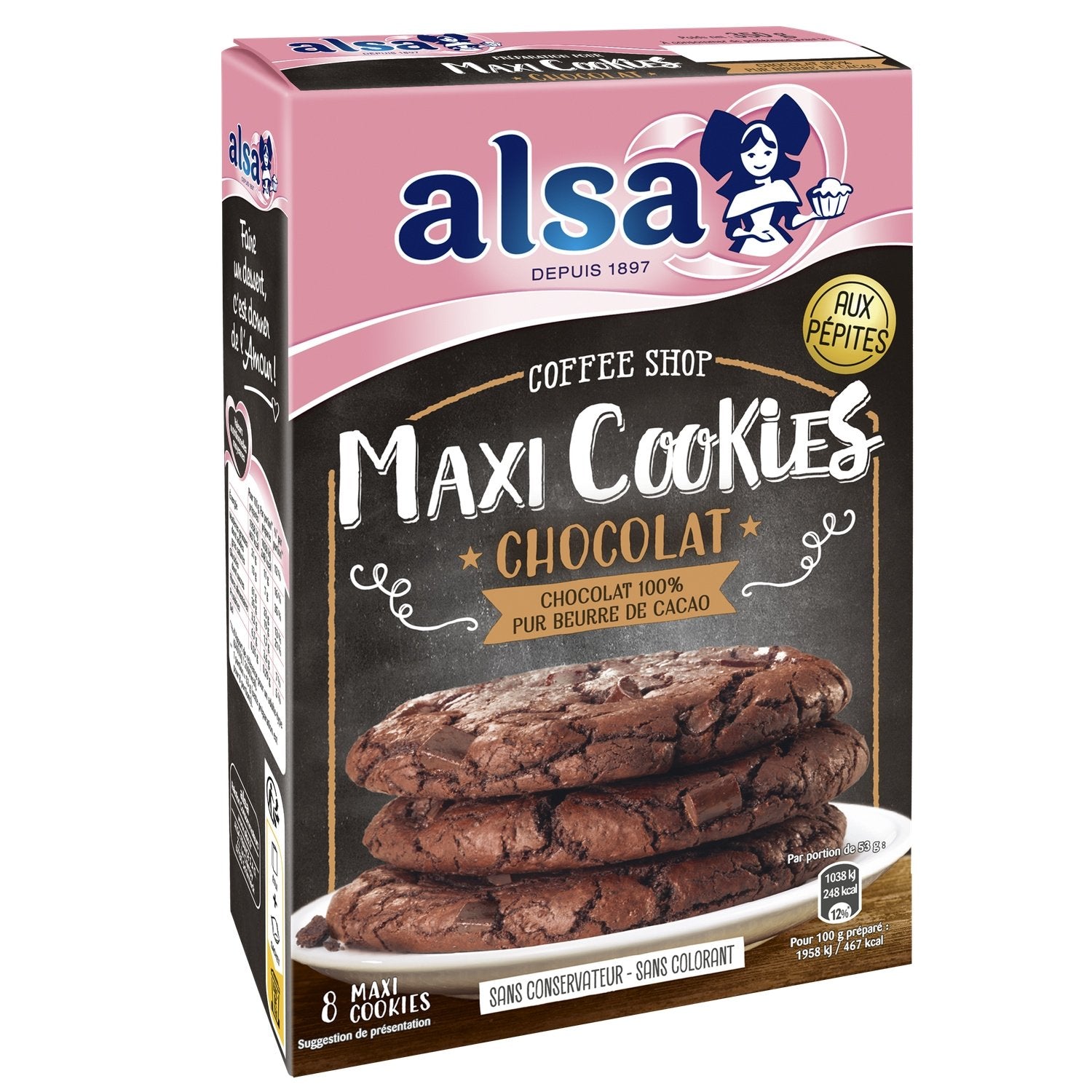 Préparation Cookies Chocolat ALSA la boite de 350g