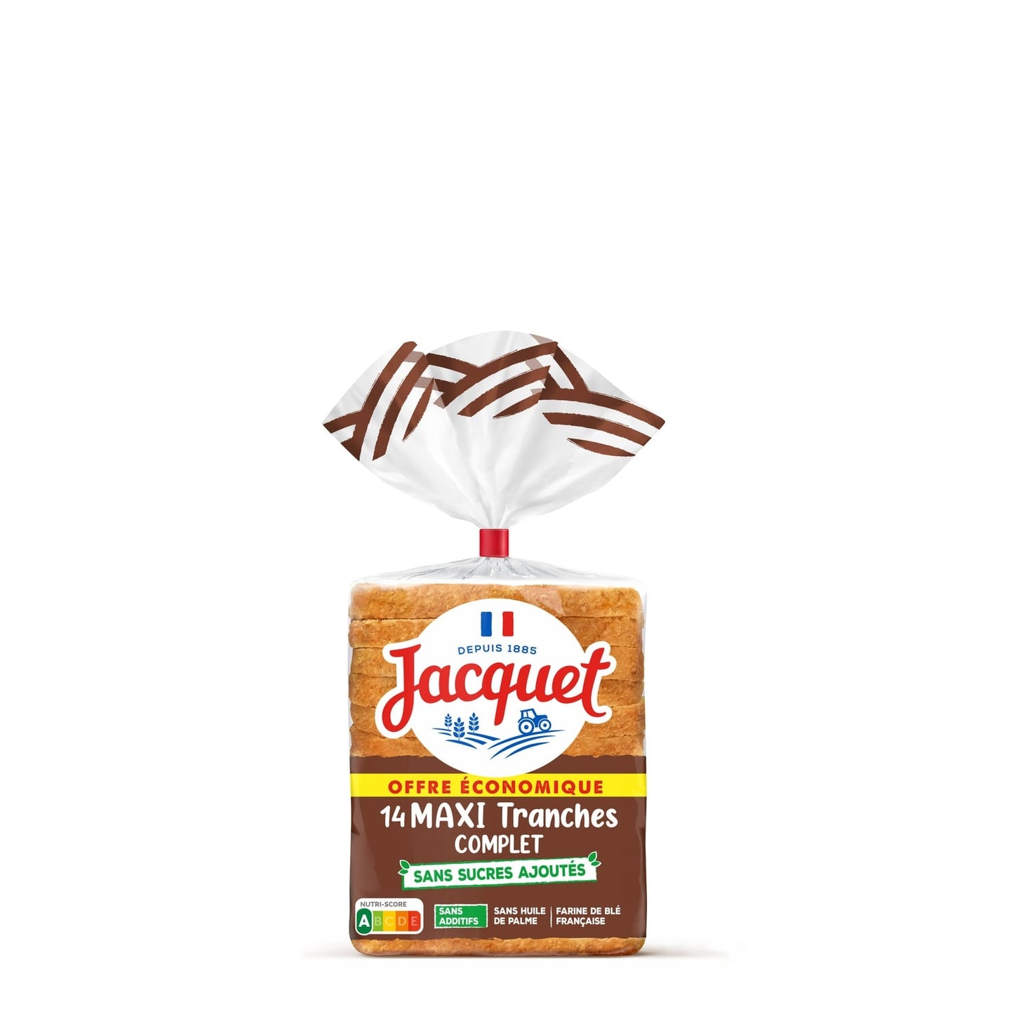 Pain de mie complet maxi tranches sans sucre ajouté JACQUET 