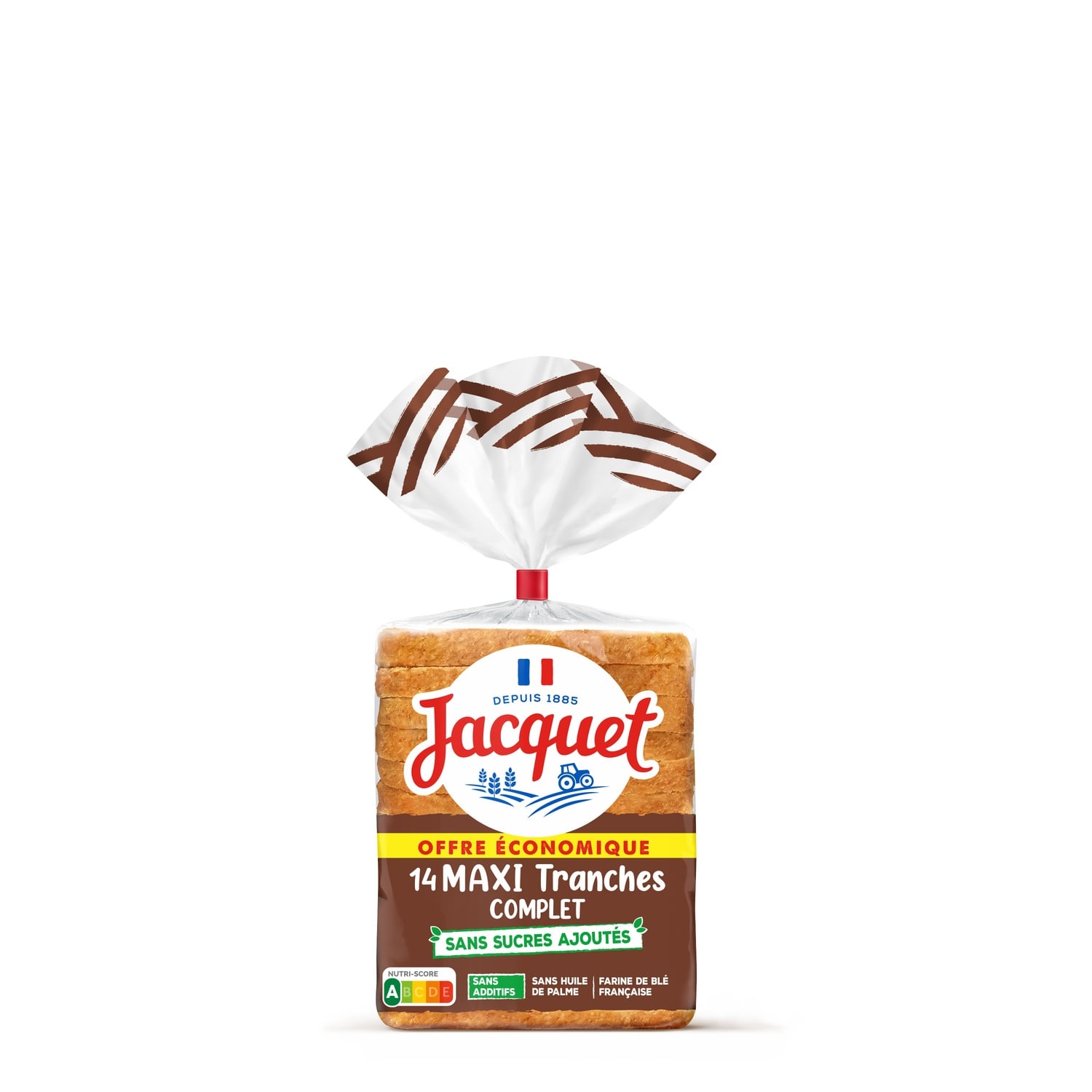 Pain de mie complet maxi tranches sans sucre ajouté JACQUET 