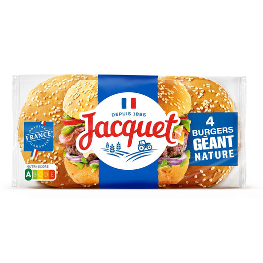 Burger Géant Nature JACQUET le paquet de 4 burgers