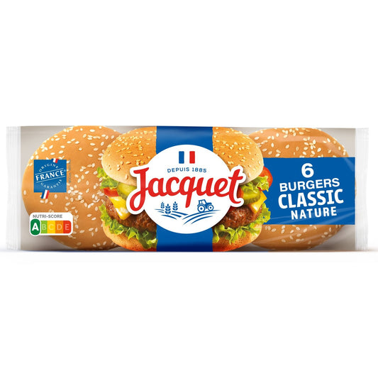 Pain Spécial Burgers Classic Nature JACQUET le paquet de 4 burgers