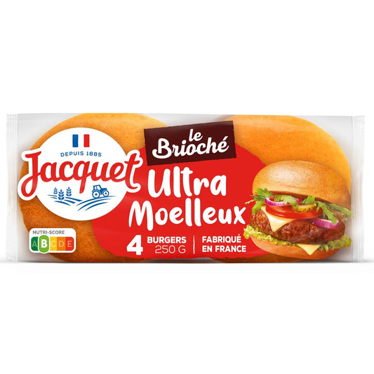 Burger Ultra Moelleux le Brioché JACQUET le paquet de 4 burgers