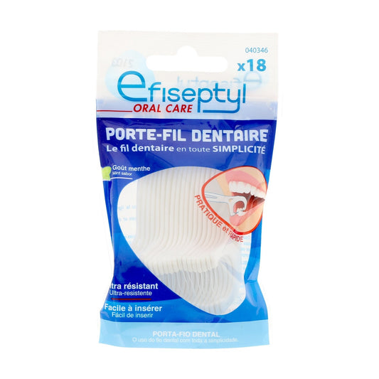Porte Fil Dentaire avec Cure-Dent et Fil Ultra Résistant EFISEPTYL le sachet de 18