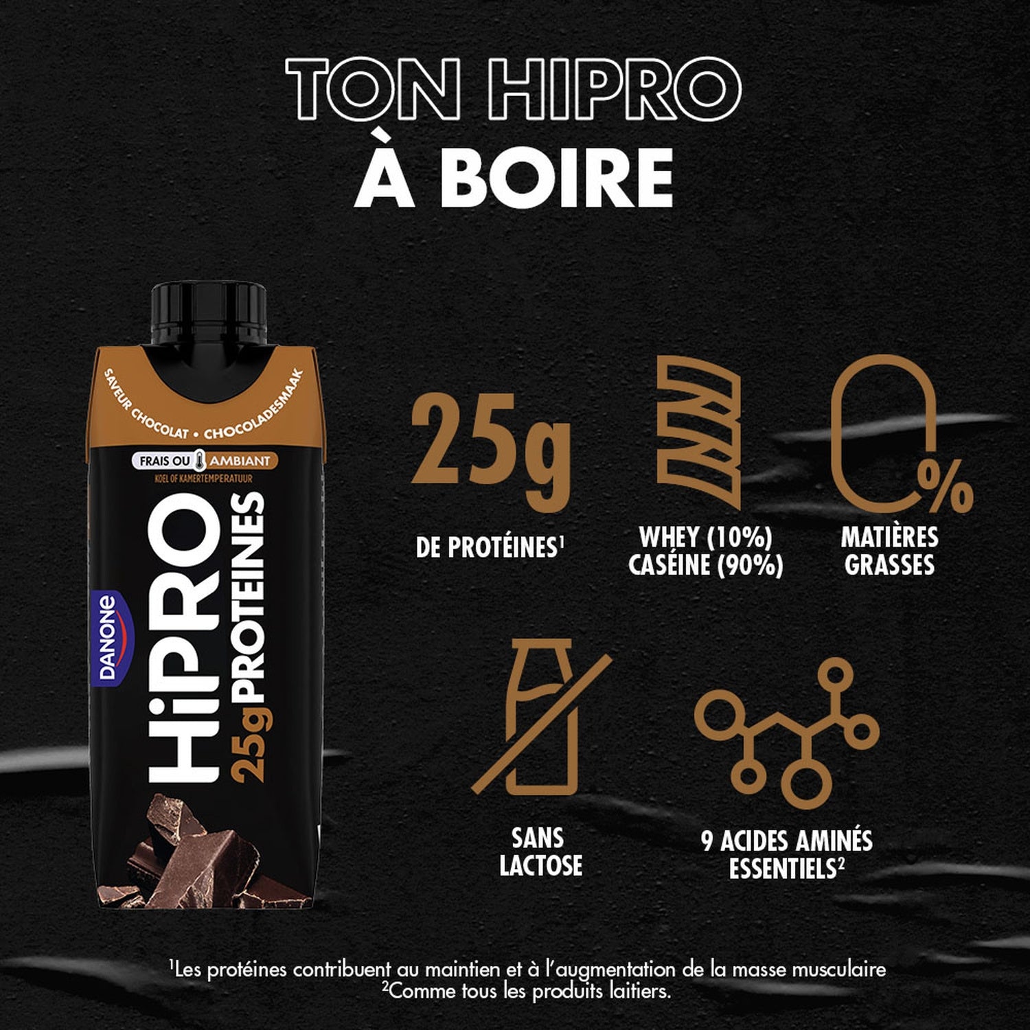 Yaourt à boire chocolat protéiné 0% MG HIPRO 