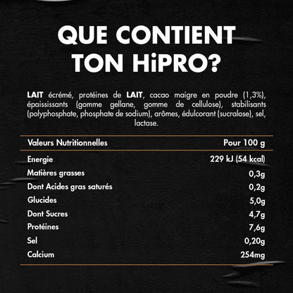 Yaourt à boire chocolat protéiné 0% MG HIPRO 
