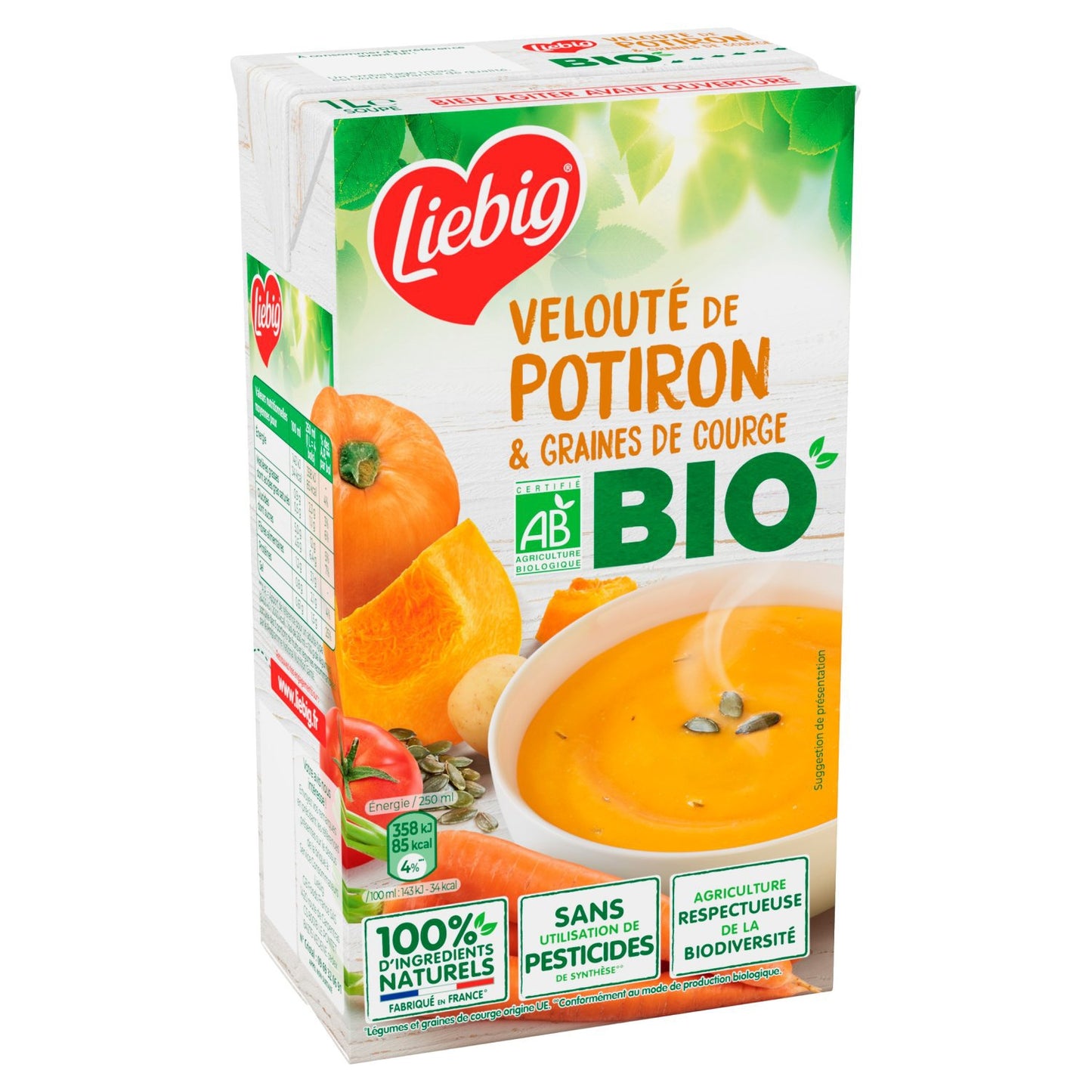 Soupe Velouté Potiron Graines de Courge Carottes Bio LIEBIG 