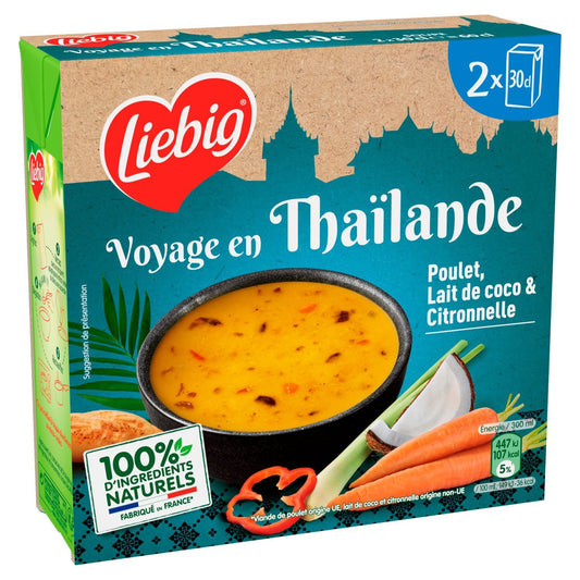 Soupe Velouté Poulet Lait de Coco Citronnelle LIEBIG les 2 briques de 30cL