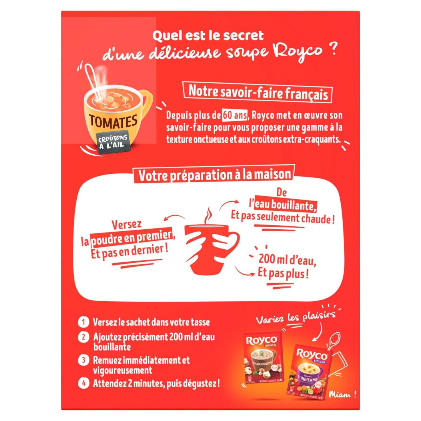 Soupe Déshydratée Tomates et Croûtons à l'Ail ROYCO 