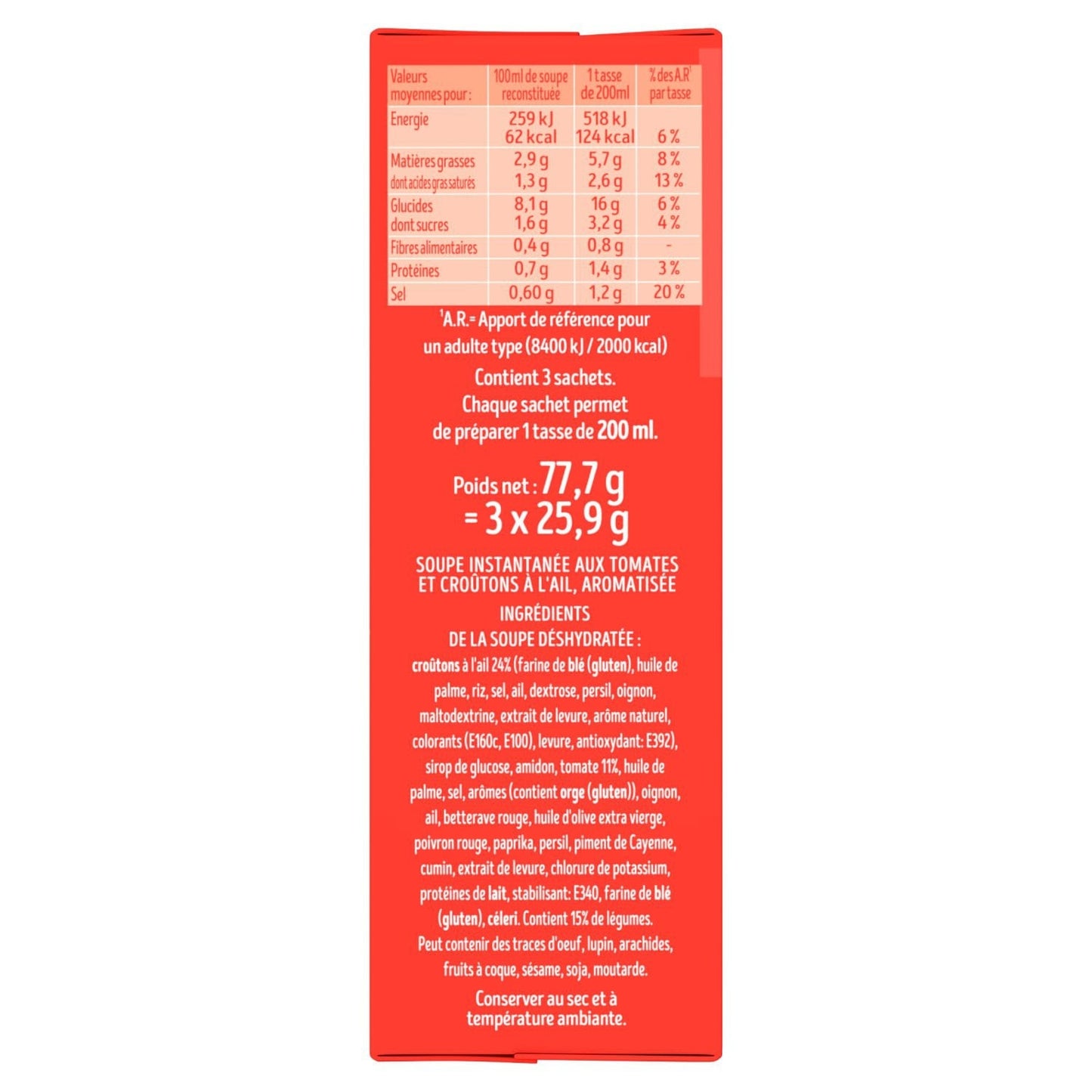 Soupe Déshydratée Tomates et Croûtons à l'Ail ROYCO 
