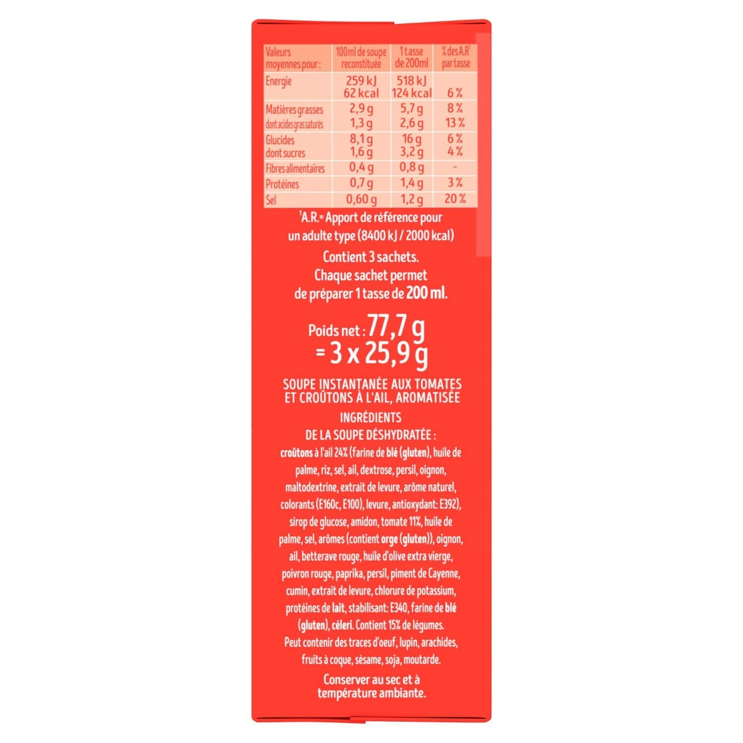Soupe Déshydratée Tomates et Croûtons à l'Ail ROYCO 