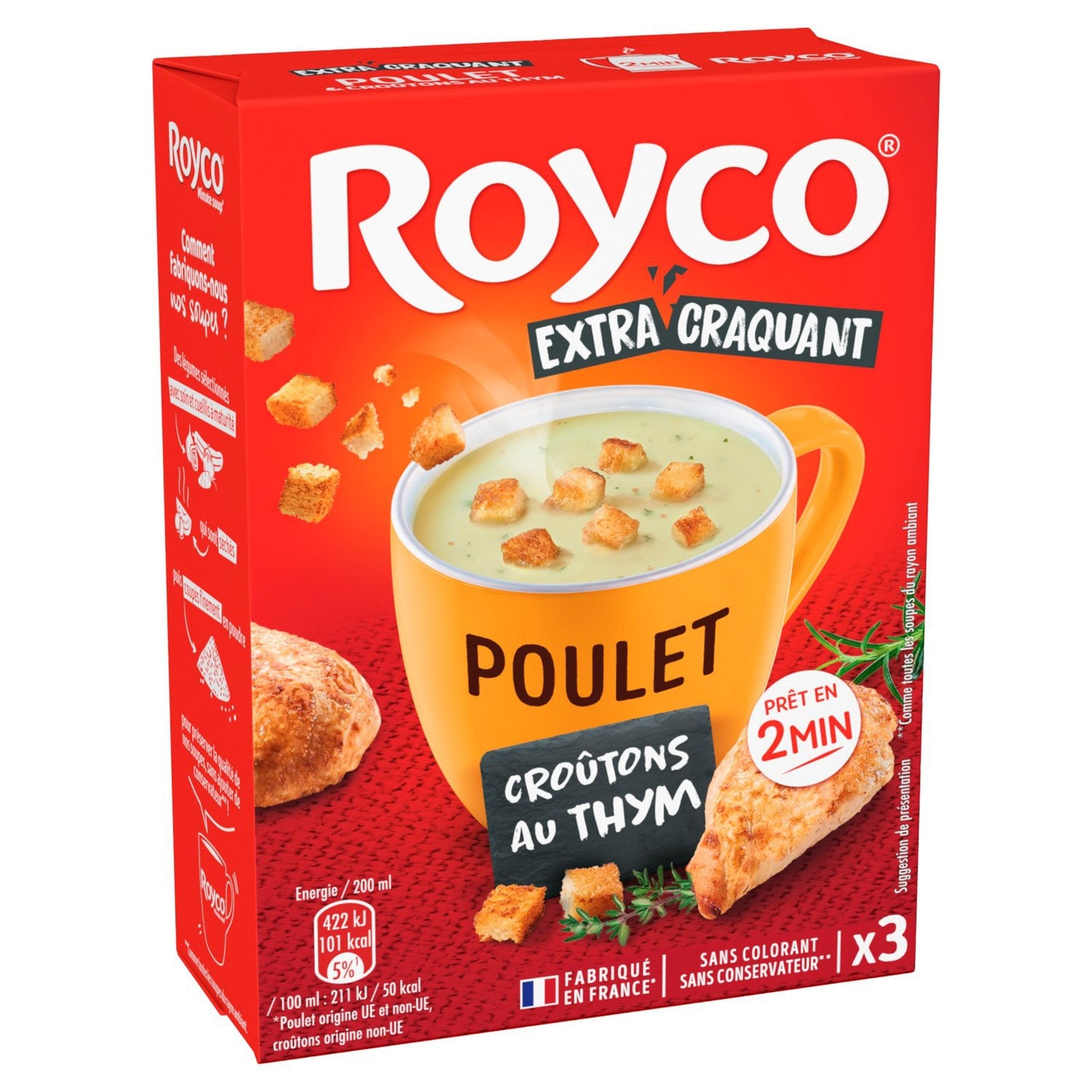 Soupe Déshydratée Poulet Croûtons et Thym Sans Conservateur ROYCO 
