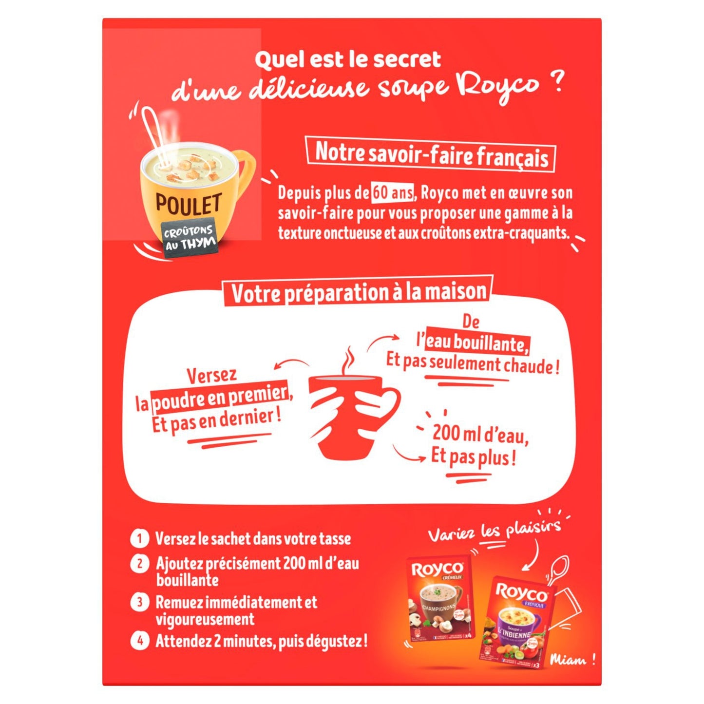 Soupe Déshydratée Poulet Croûtons et Thym Sans Conservateur ROYCO 