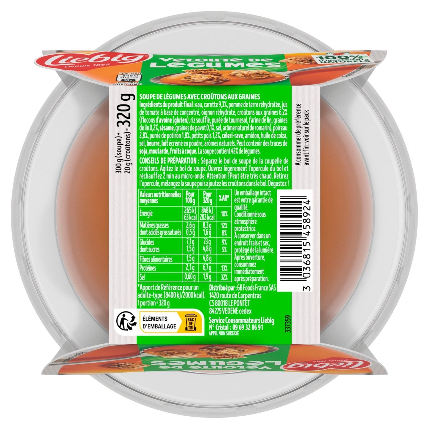 Soupe Velouté de Légumes avec des Croutons aux Graines LIEBIG 