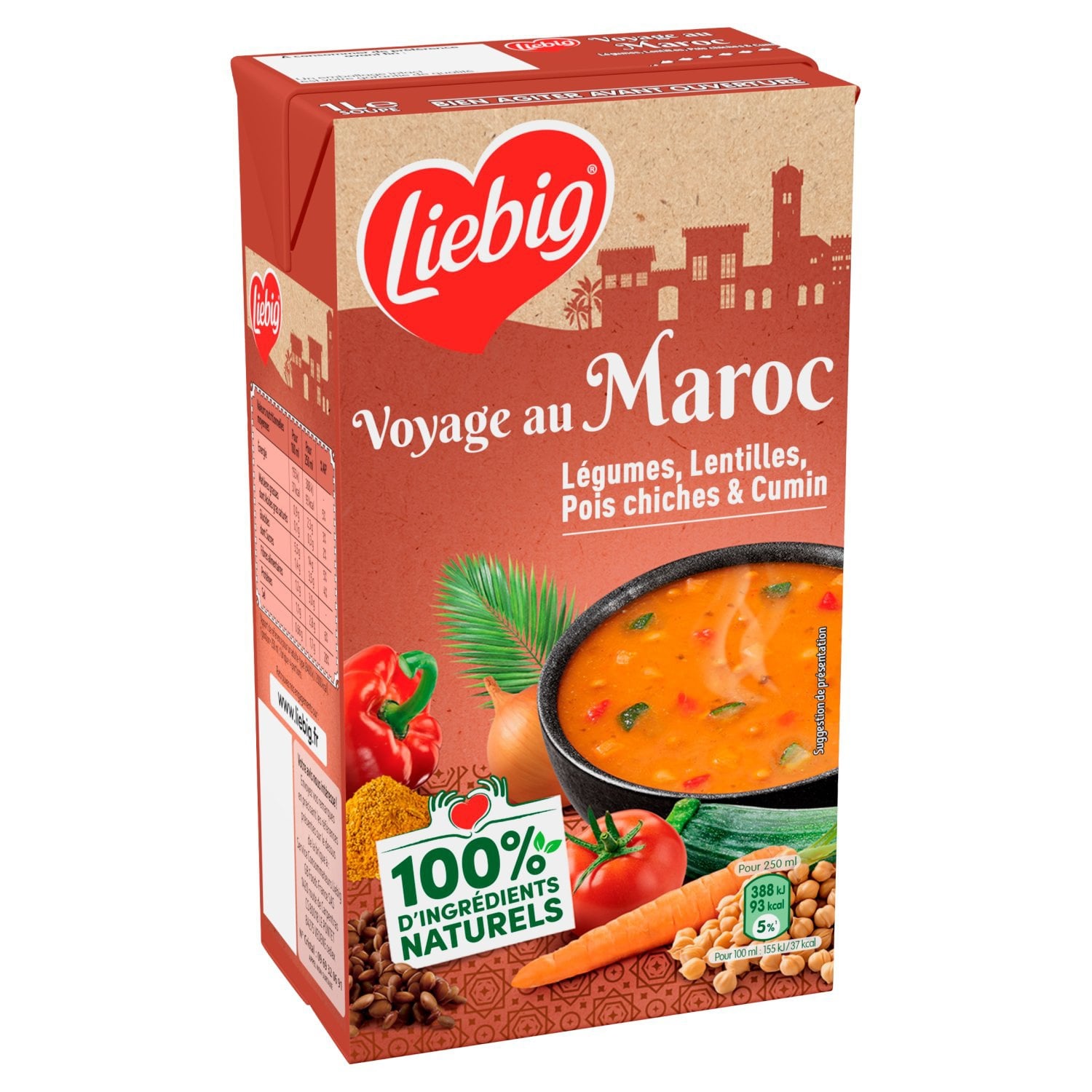 Soupe Voyage au Maroc Légumes Lentilles Pois Chiches et Cumin LIEBIG 
