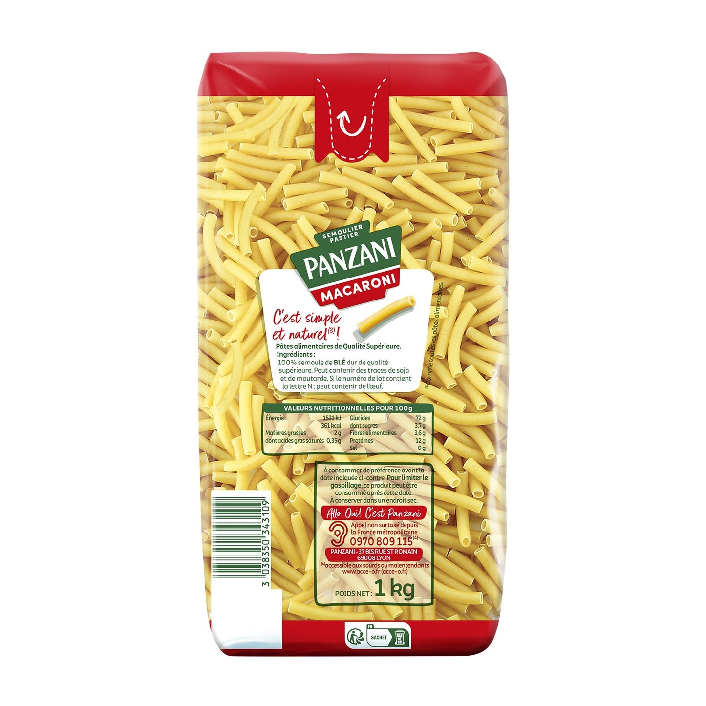 PANZANI 3 Minute Macaroni Pasta