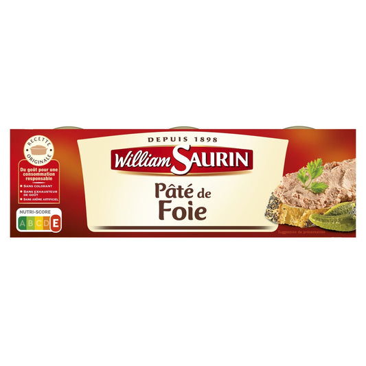 Pâté de Foie WILLIAM SAURIN les 3 boites de 78g