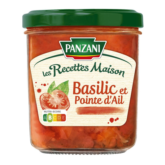 Sauce Tomates Cuisinées au Basilic et d'Ail les Recettes Maison PANZANI le pot de 320g