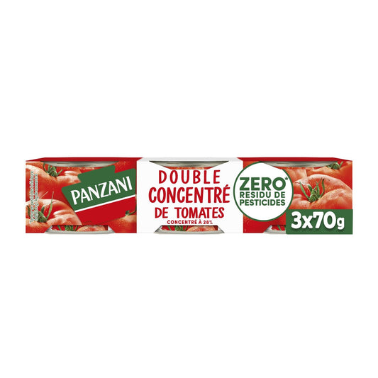 Double Concentré de Tomates PANZANI les 3 boites de 70g