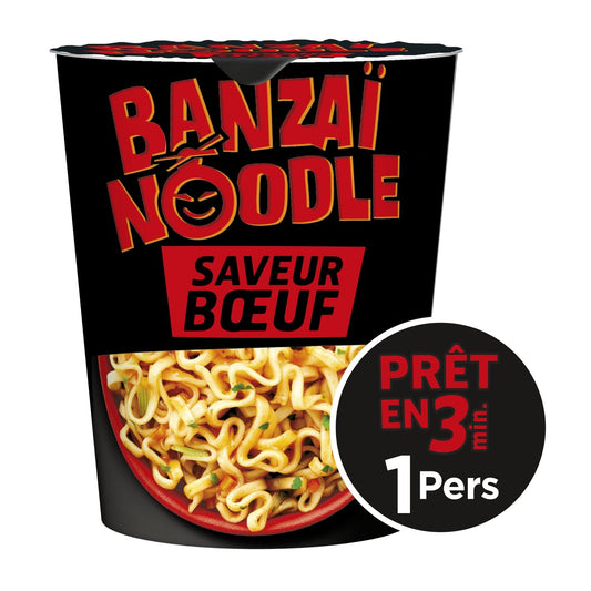 Nouilles Instantanées Saveur Bœuf BANZAI NOODLE le pot de 67g