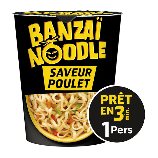 Nouilles Instantanées Saveur Poulet BANZAI NOODLE le pot de 67g