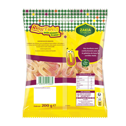 ZAKIA Halal Ananas-Erdbeer-Ring-Twist-Bonbons