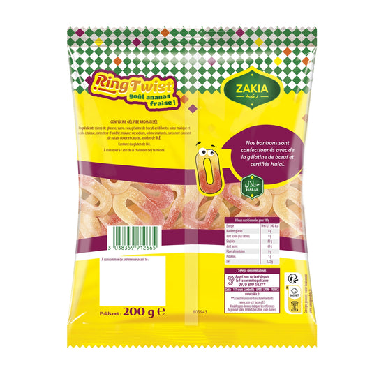 ZAKIA Halal Pineapple Strawberry Ring Twist Candies