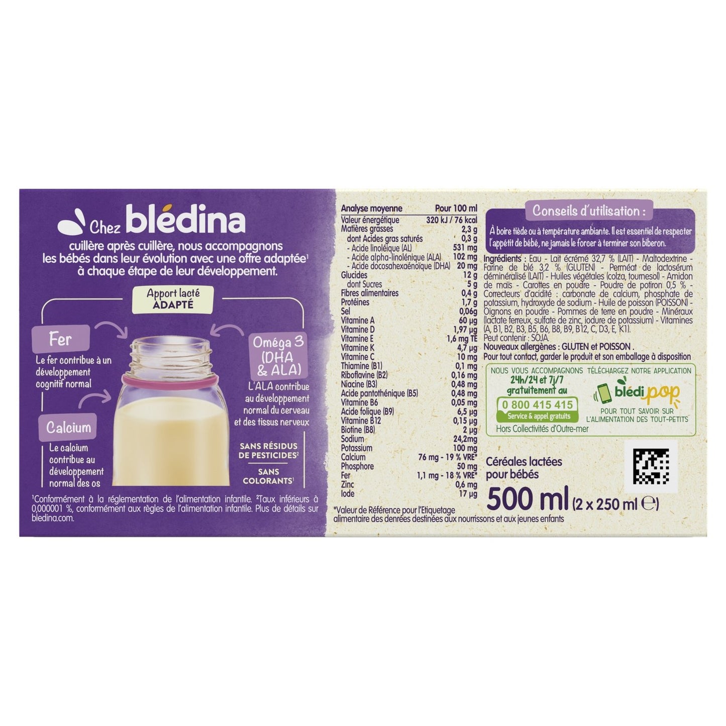 Babymilch und Müsli für den Abend ab 6 Monaten Kürbisgeschmack Blédiner BLEDINA
