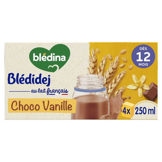 Céréales Bébé Dès 12 Mois Choco Vanille Croissance Blédidej BLEDINA la boîte de 4 briques de 250ml
