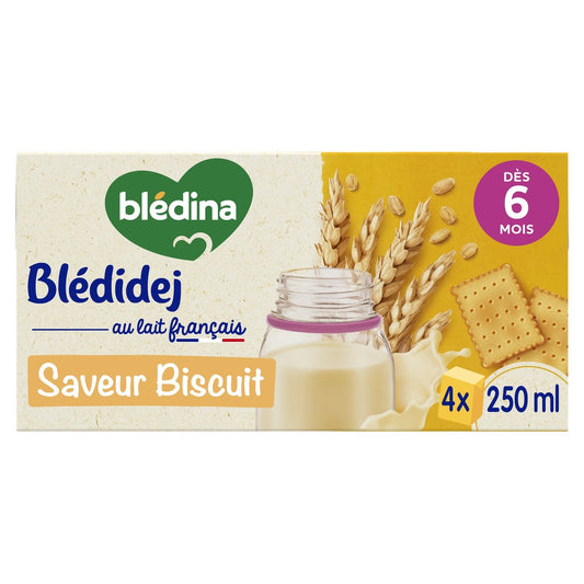 Céréales Bébé Dès 6 Mois Saveur Biscuit Blédidej BLEDINA la boîte de 4 briques de 250ml