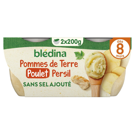 Plat Bébé Dès 8 Mois Écrasé Pommes de Terre Poulet Idées de Maman BLEDINA les 2 bols de 200g