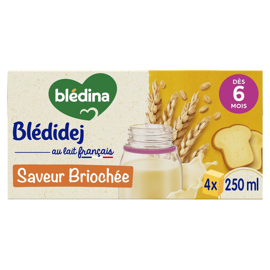 Céréales Bébé Dès 6 Mois Saveur Briochée Blédidej BLEDINA la boîte de 4 briques de 250ml