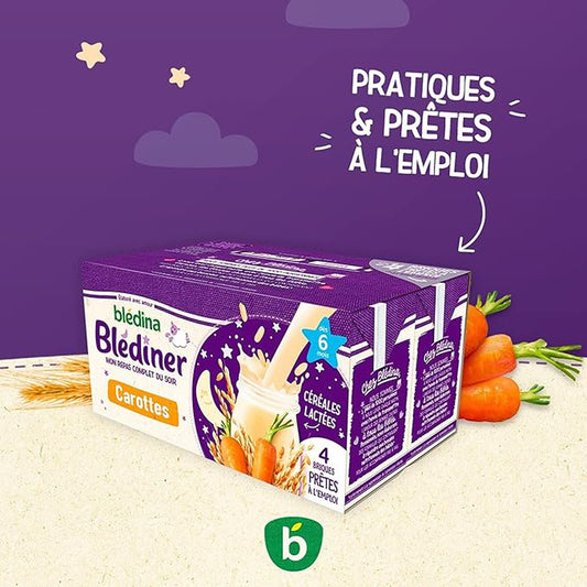 Lait et Céréales Bébé du Soir Dès 6 Mois Saveur Carottes Blédiner BLEDINA