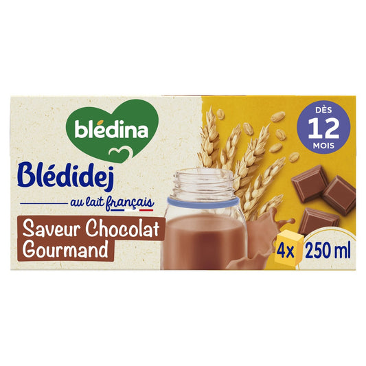 Céréales Bébé Dès 12 Mois Saveur Chocolat Gourmand Croissance Blédidej BLEDINA la boîte de 4 briques de 250ml