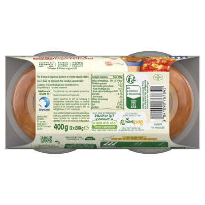 Plat bébé dès 12 mois Tomates mijotées Pâtes coquilles Jambon Les Idées de Maman BLEDINA 