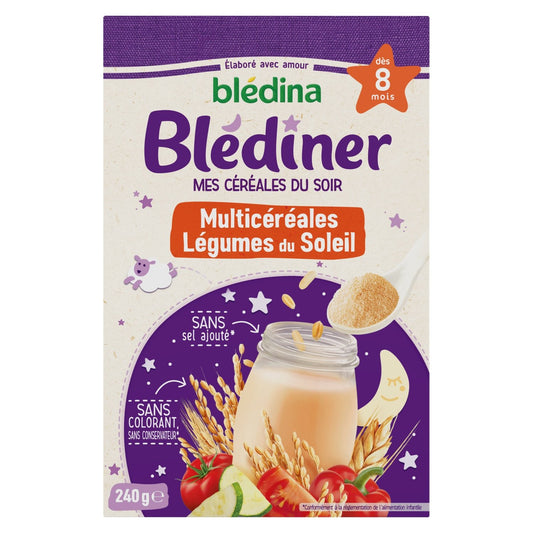 Baby-Abend-Getreidepulver ab 8 Monaten Mehrkorn Gemüse der Sonne Blédiner BLEDINA