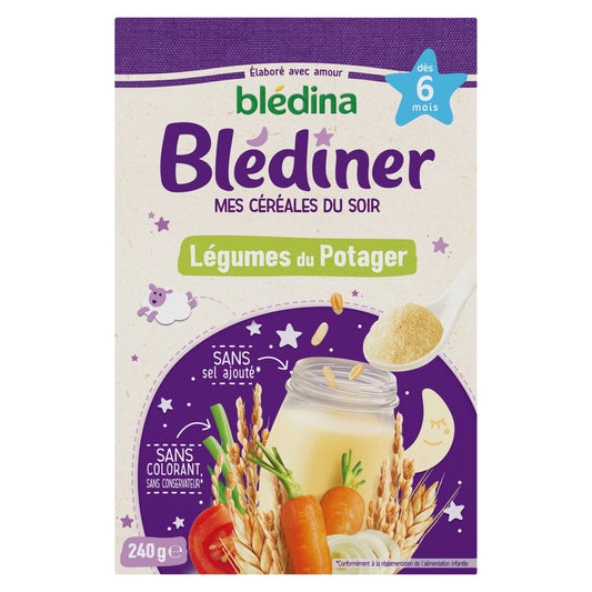Céréales Bébé du Soir Dès 6 Mois Assortiment Légumes du Potager Blédiner BLEDINA la boite de 240g