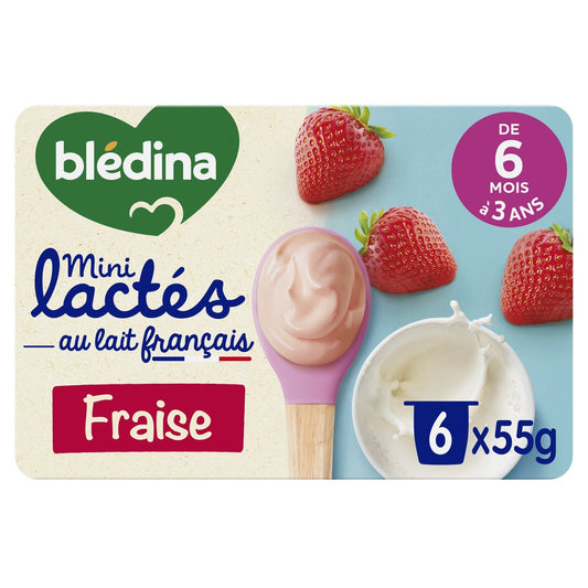 Dessert Lacté Bébé Dès 6 Mois Fraise Mini Lactés BLEDINA les 6 pots de 55g