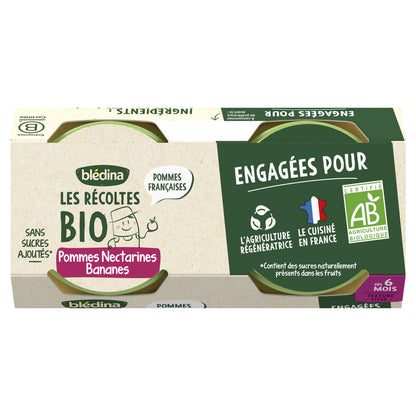Baby Compote From 6 Months Apples Nectarines Bananas Les Récoltes Bio BLEDINA