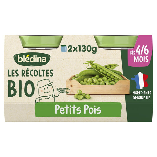 Plat Bébé Dès 4 à 6 Mois Petits Pois les R[eacute]coltes Bio BLEDINA les 2 pots de 130g